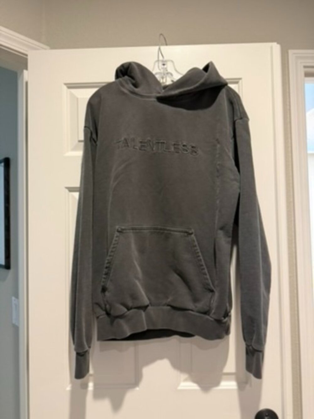 Talentless Embroidered Logo Oversized Hoodie Charcoal Gray Size Large